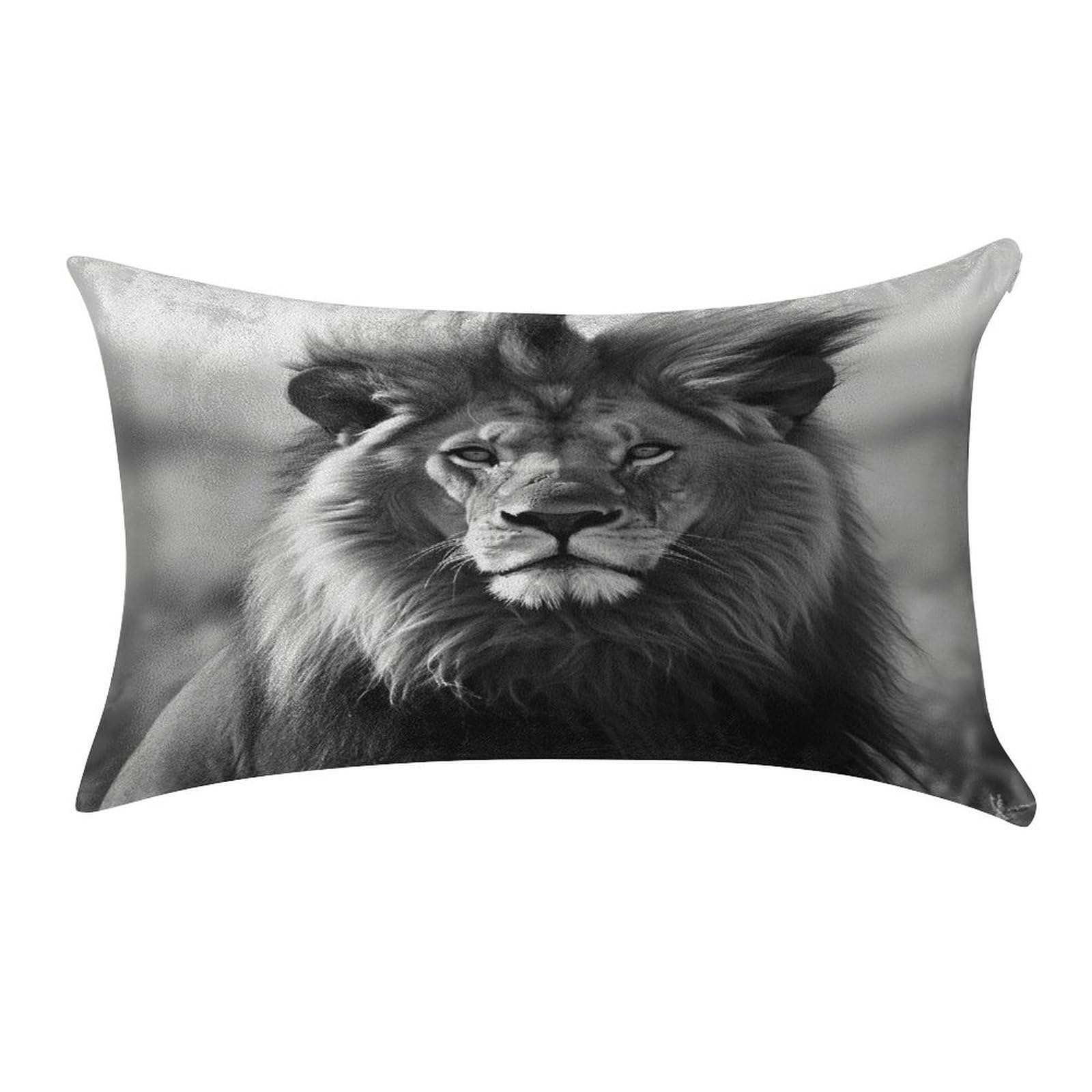 VstaDank African Lion Black and White Pillow Covers Rectangular Cushion Case Cozy Decorative Throw Pillowcase Luxury Lumbar Pillow Shells with Zipper Soft Velvet Pillows Shams 12 X 20 in