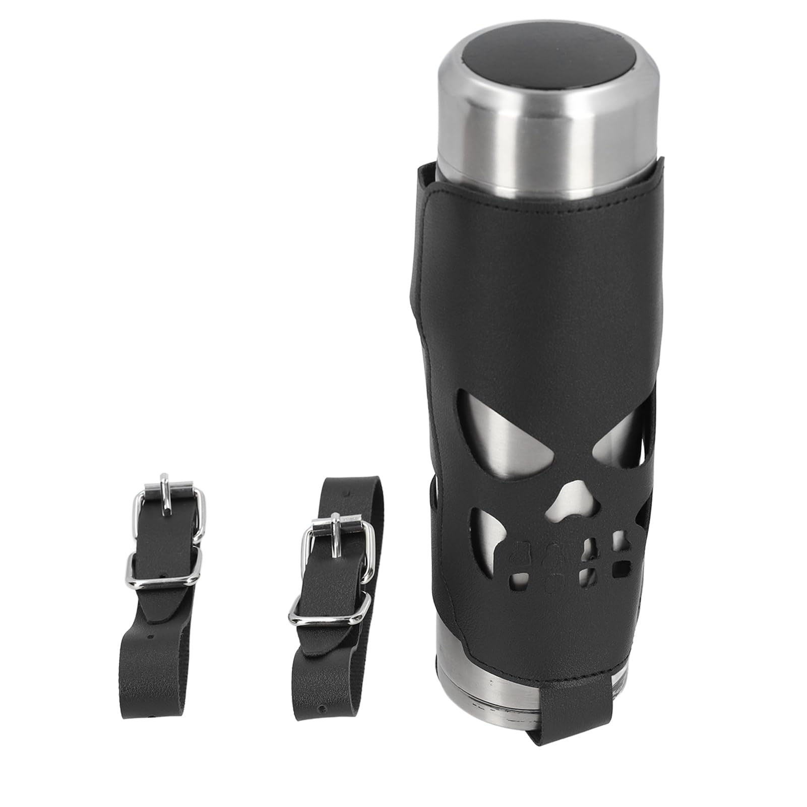 Universal Motorcycle Cup Holder, PU Leather Drink Holder with Adjustable Straps, Handlebar Mount Bottle for Bikes and Motorcycles