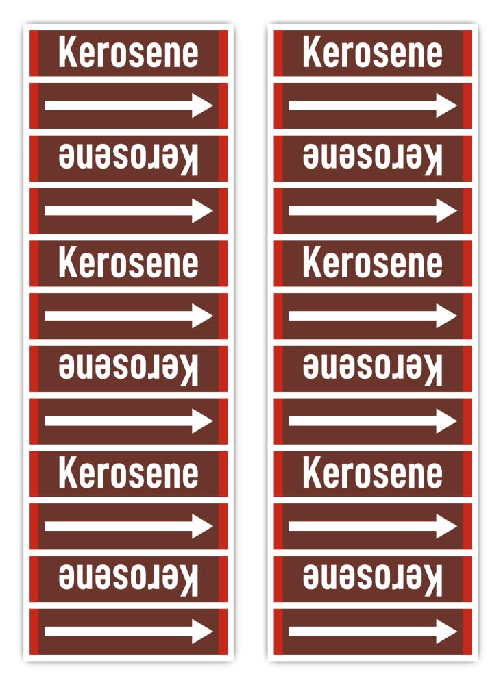Havati Flammable Liquids: Kerosene Sticker 300 X 100 Mm, Pack Of 2, Group 8, Flammable Liquids, Banderole, Pipeline Marking, According To Din 2403, Language: English, Kerosene
