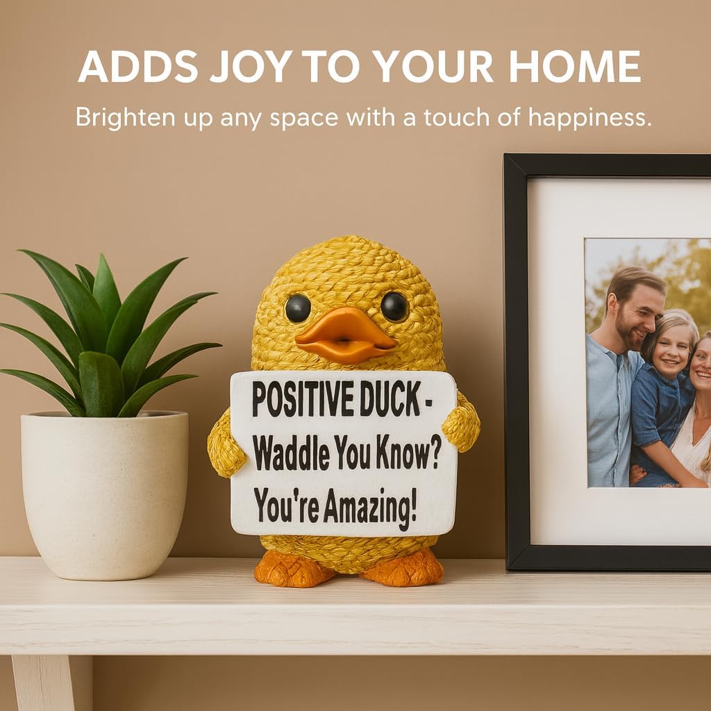 iStatue Positive Duck Resin Figurine – Handcrafted Inspirational Animal Decor, Cute Desk Ornament, Uplifting Gift for Friends, Family & Coworkers (Yellow) image 5