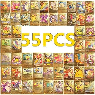 MBETA 55Pcs Gold Cards, Gold Plated Card Including Assorted Rare Foil Cards for Collectors(13V Series,16 Vmax Cards,13 P cards,11 GX Cards,2 EX Cards)
