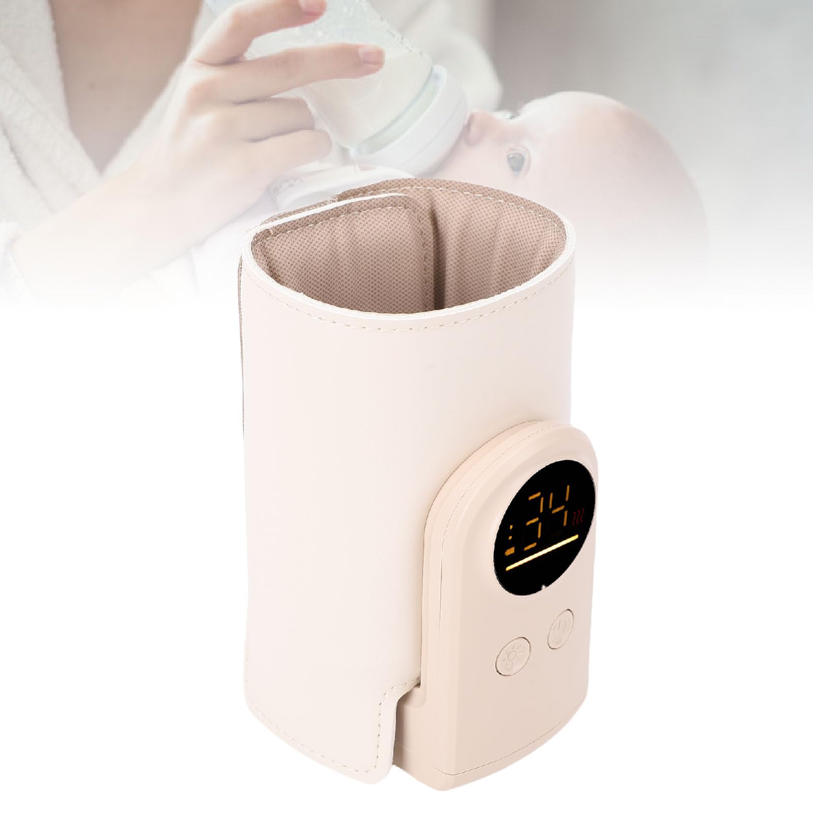 Scaldabiberon Ricaricabile USB con Batteria da 8000mAh per Auto e Viaggi, Mantiene la Temperatura del Latte Costante, Scaldabiberon Portatile con Design in Tessuto