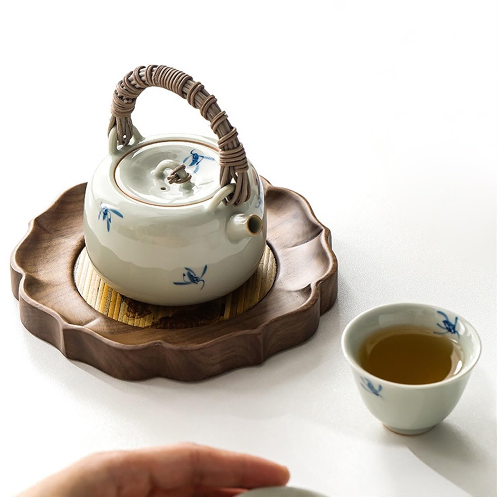 Plateau à Café de Table Plateau à collation en Bois Massif, Plateau à thé Chinois, Base de théière Domestique adaptée à la Cuisine, au café et au Bureau Plateau à thé de Bureau
