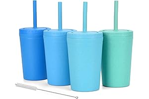 HomestockPlus Reusable Toddler Cups with Silicone Straws