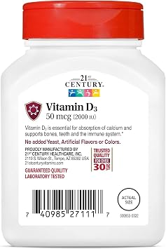 21st Century Vitamin D3 2000 IU Tablets, Bone & Immune, 110 Count