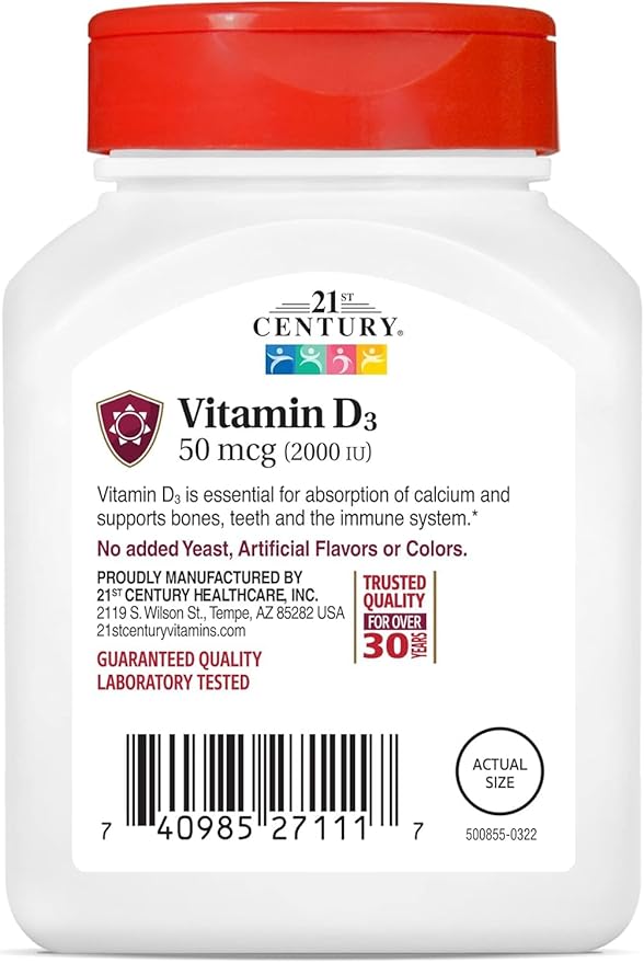 Vitamina D3 2000 UI Tabletas 110 Unidades miniatura 3