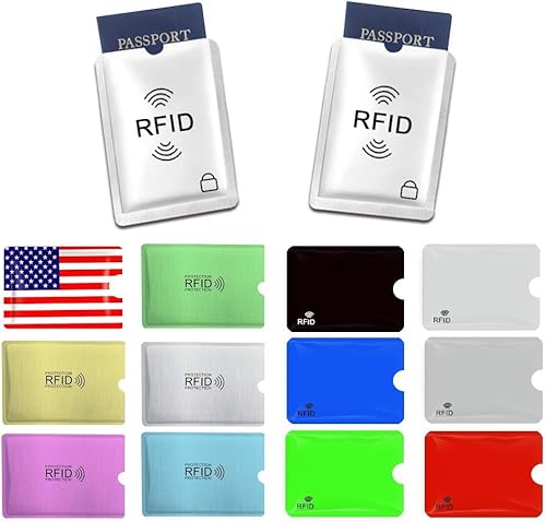 Miniatura 8 de Funda para tarjeta de crédito, 14 unidades, fundas RFID para tarjetas de crédito para protección contra robo de identidad (juego de 12 fundas