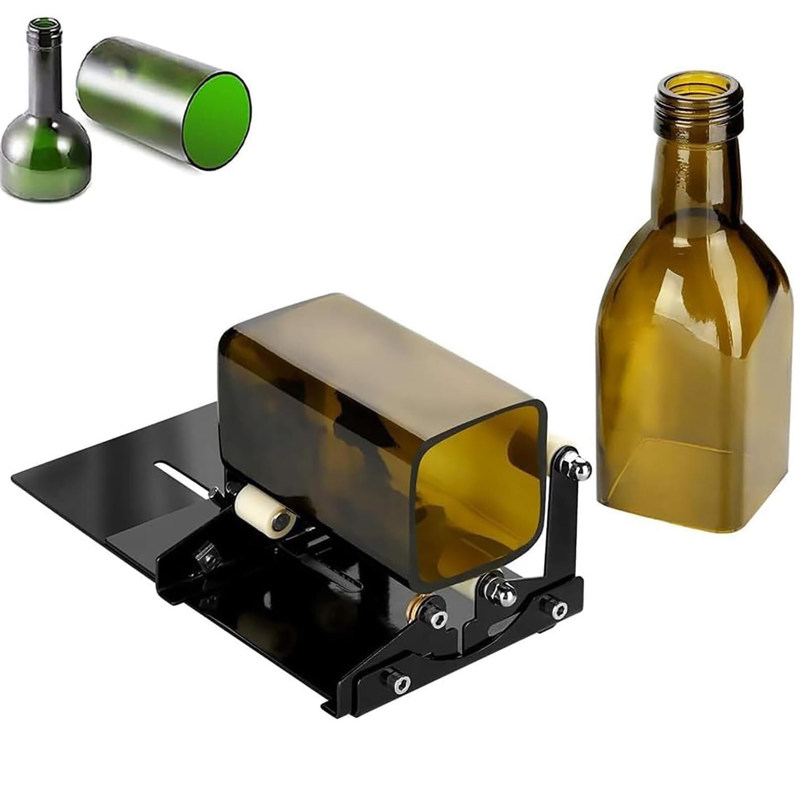 Coupe-bouteille en verre avec 2 têtes amovibles pour bouteilles rondes et carrées