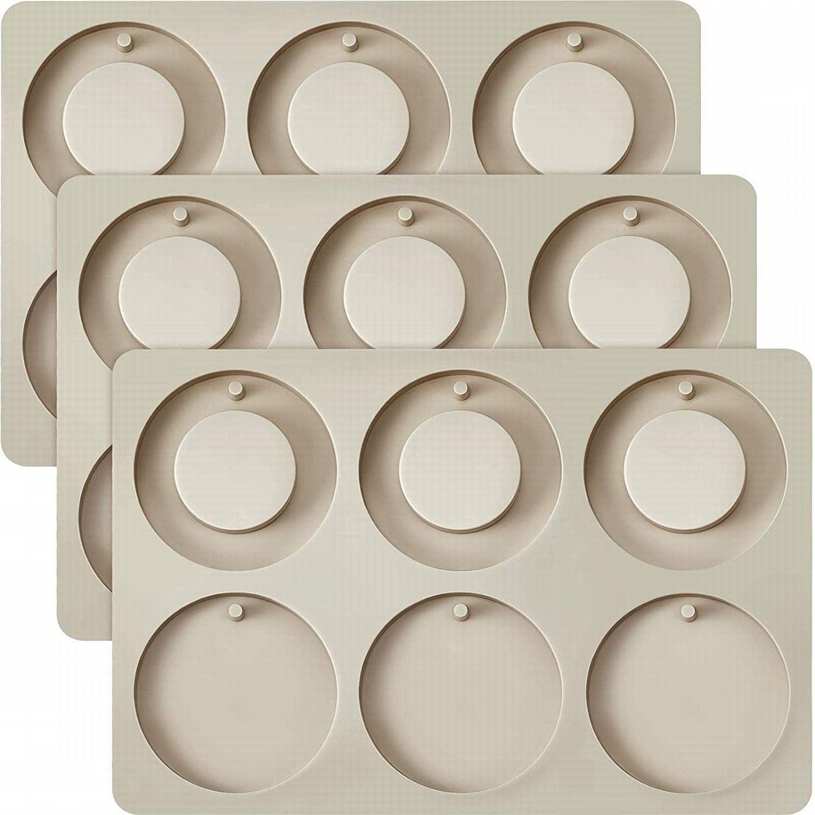3 Pieces 6 Cavities Round Silicone Molds Silicone Wax Molds Round Circle Keychain Resin Mold Round Ring Epoxy Casting Mold Jewelry Making Silicone Mold with Hanging Hole for DIY Jewelry Craft Making