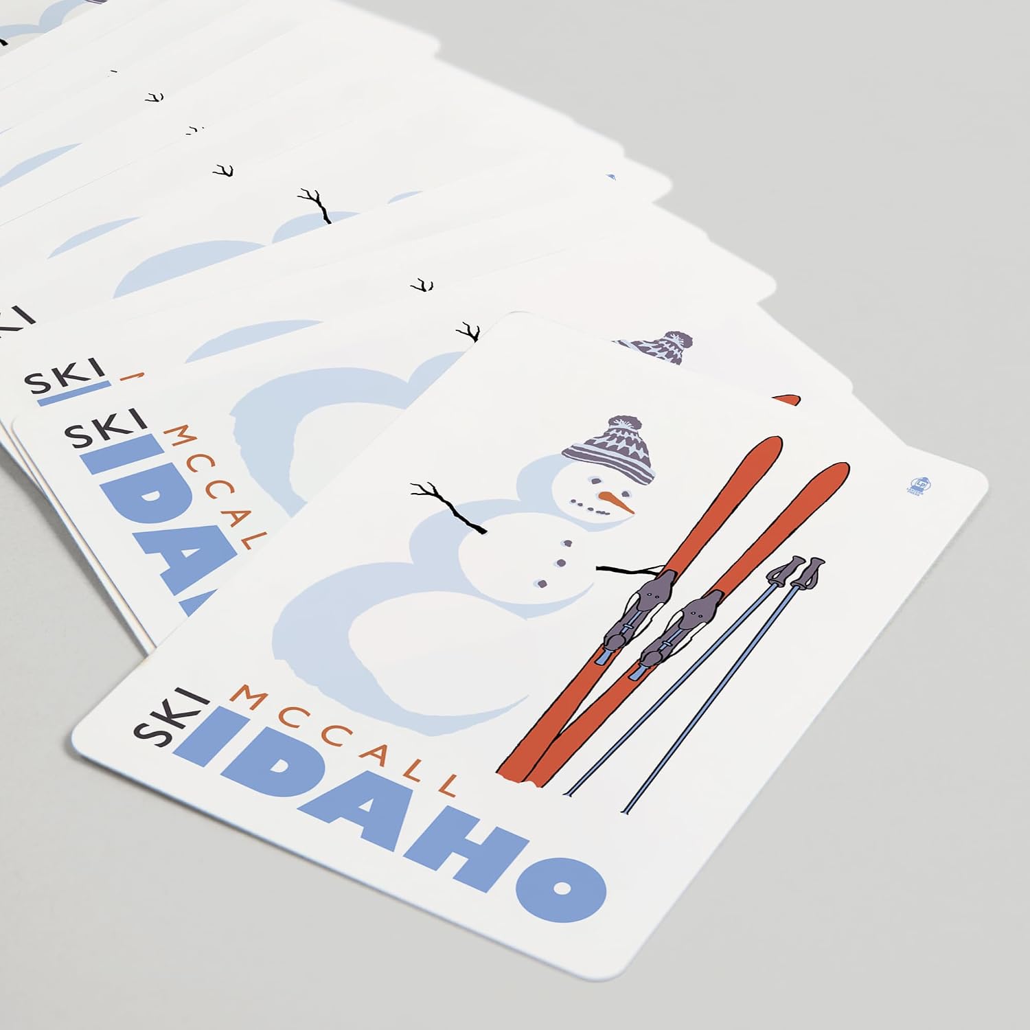 Lantern Press McCall, Idaho, Snowman with Skis, 52 Playing Cards for Adults, Poker Size Card Deck