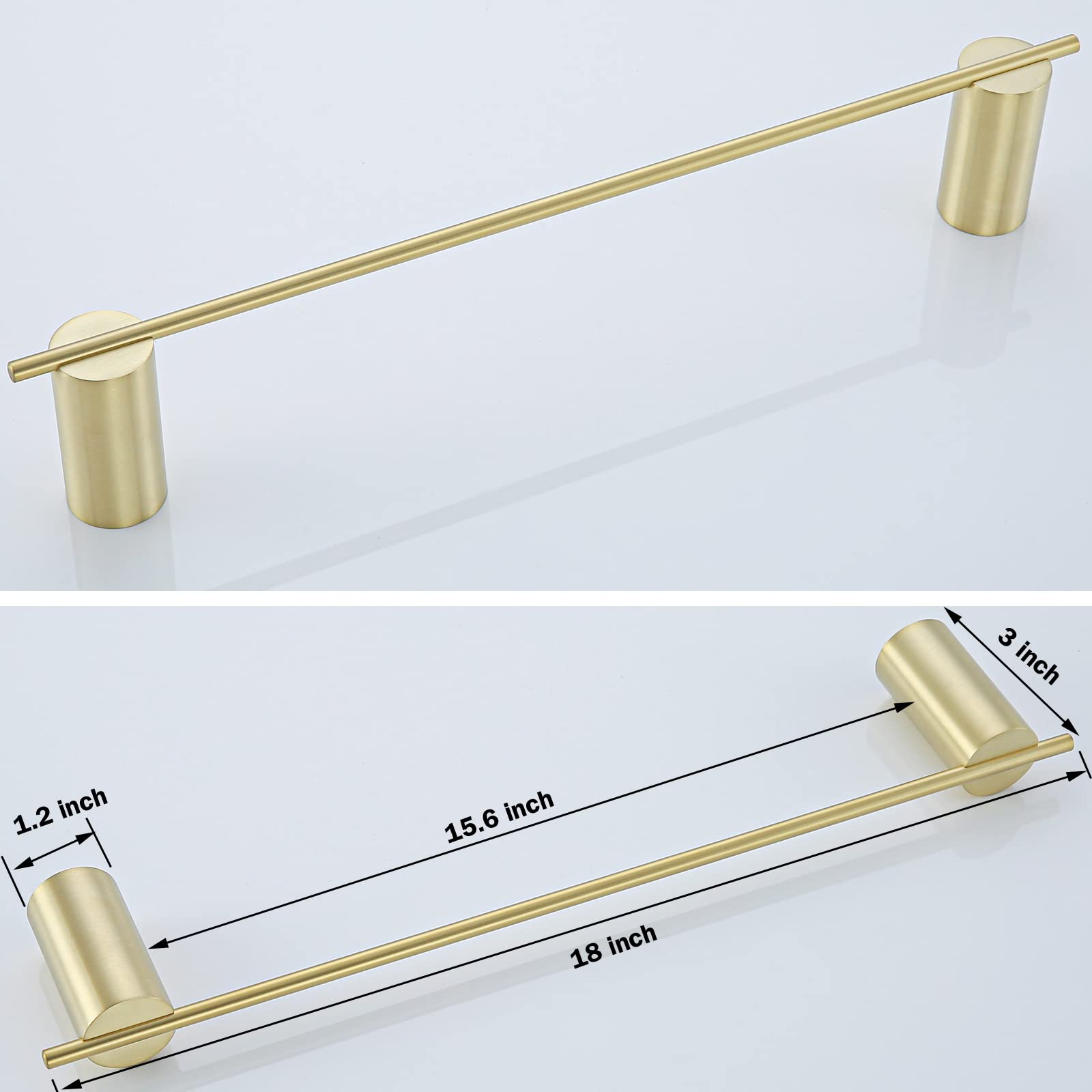 RANDOM Toallero dorado cepillado para barra de 18 pulgadas, soporte para toallas de mano para baño, cocina, accesorios de montaje en pared, 96068-2-18BG