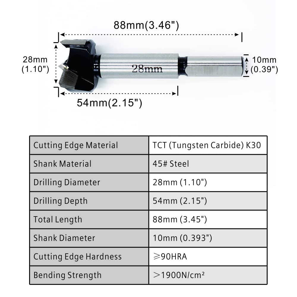 3-Schneider Forstner Mèche À Bois Forstner En Acier Au Tungstène 50 Mm