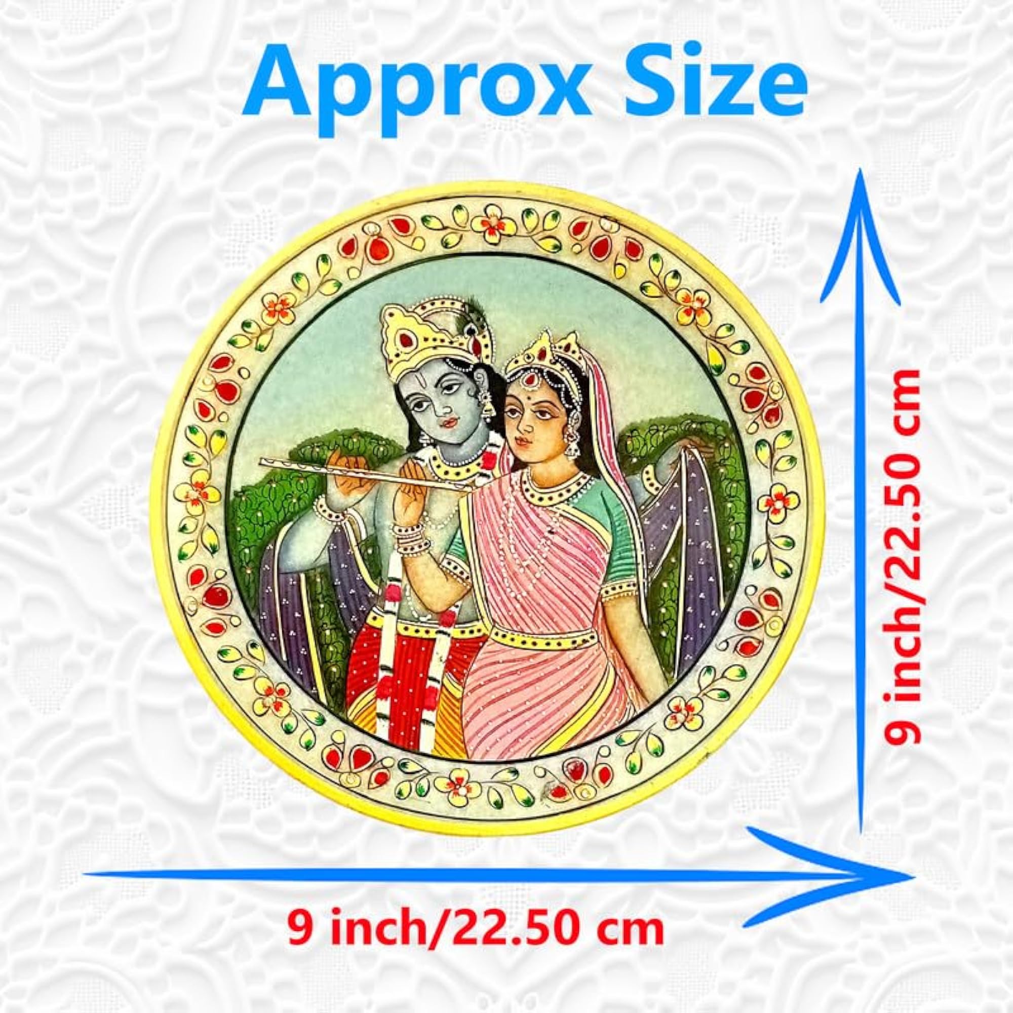 Handcrafted Marble Decorative Plate with Wooden Stand