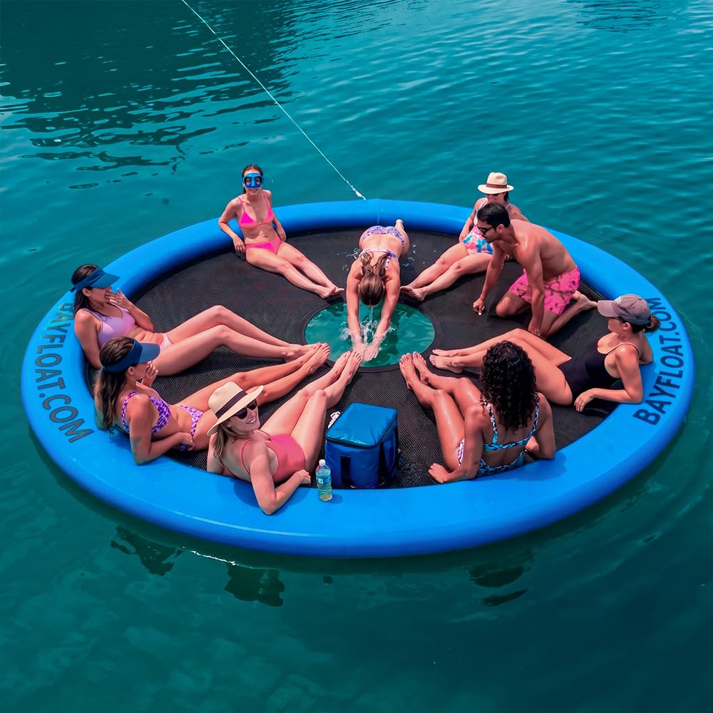 Maldives 360 - Anillo Hinchable 12 o 13 Personas, Doble-Capa Dura, Anti-Medusas, Plataforma Flotante, Flotador Hinchable, Azul