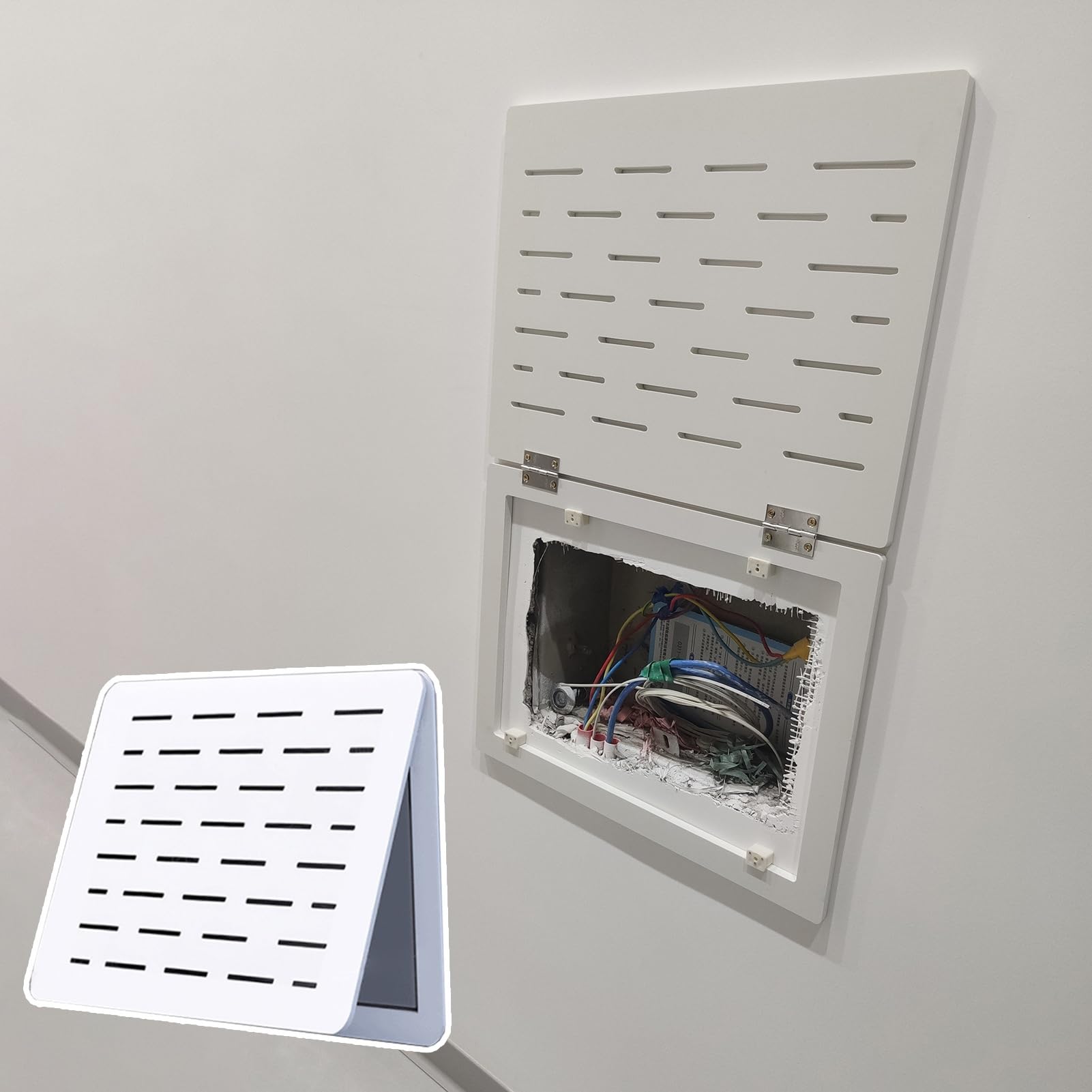 Tapa Cuadro Electrico Marco de Arte con Bisagras para Cubrir El Panel Eléctrico, Cubierta del Panel de Interruptores con Orificio Perforado, Caja del Medidor Eléctrico, Decoración Rústica para