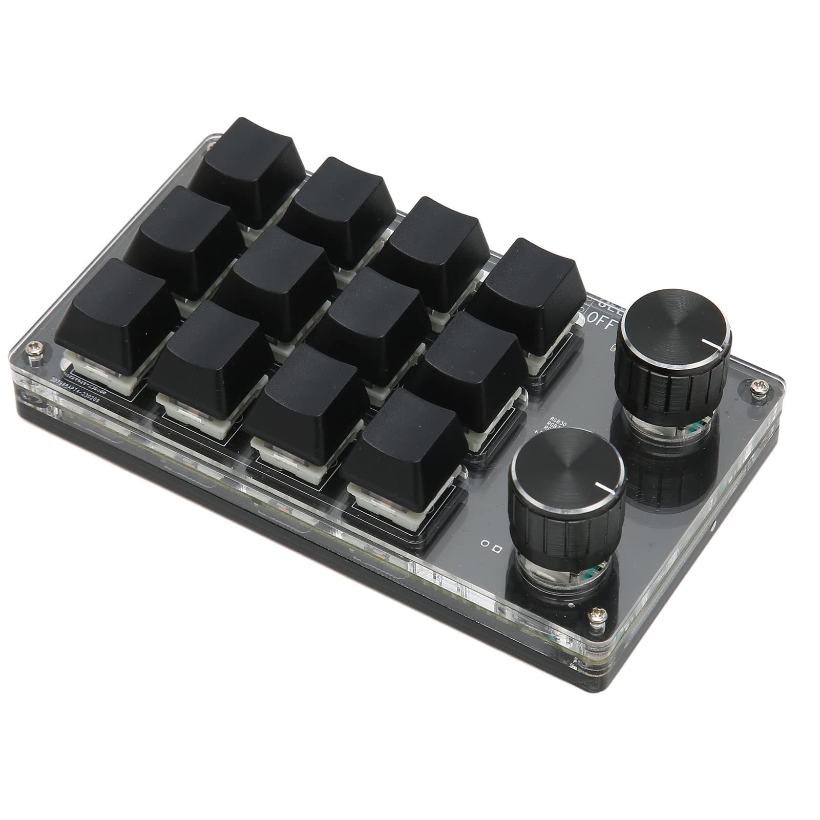 Aramox Teclado Programable Mini, 12 Teclas 2 Perillas Interruptor Azul
