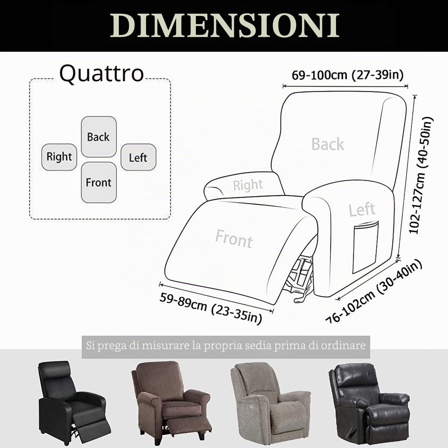 FANSU Copripoltrona Relax Reclinabile Elasticizzato, 1 Posto Elegante Fiori Copripoltrona Reclinabile Elettrica Coprisedile con Tasche, Universale Fodere per Poltrona Relax (Margherite)