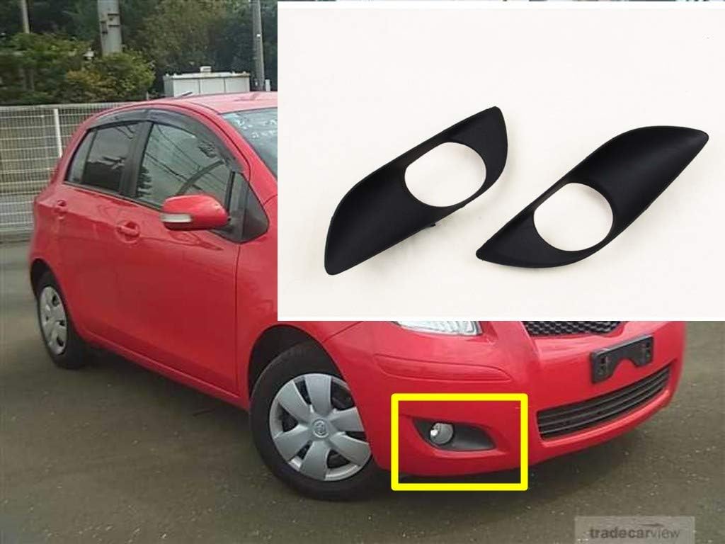 2pcs Kit Car New Black Front Left + Right Bumper Fog Light Lamp Cover Grille Replacement for Toyota Vitz 2007-2010