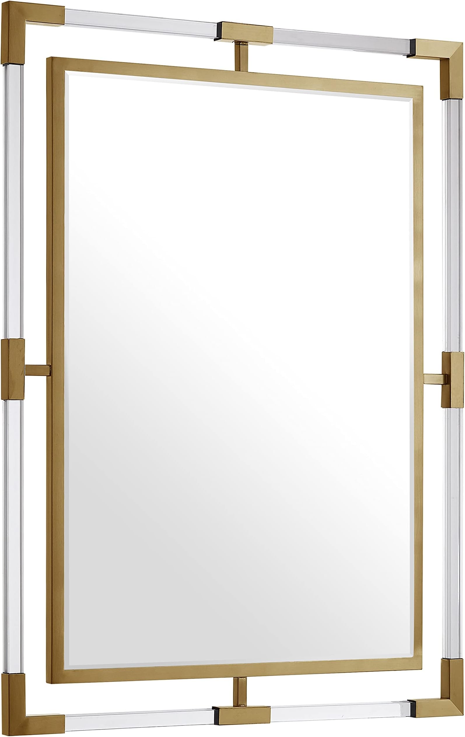 Meridian FurnitureGhost Collection Modern | Contemporary Mirror, 28" W x 1" D x 38" H, Acrylic/Brushed Gold