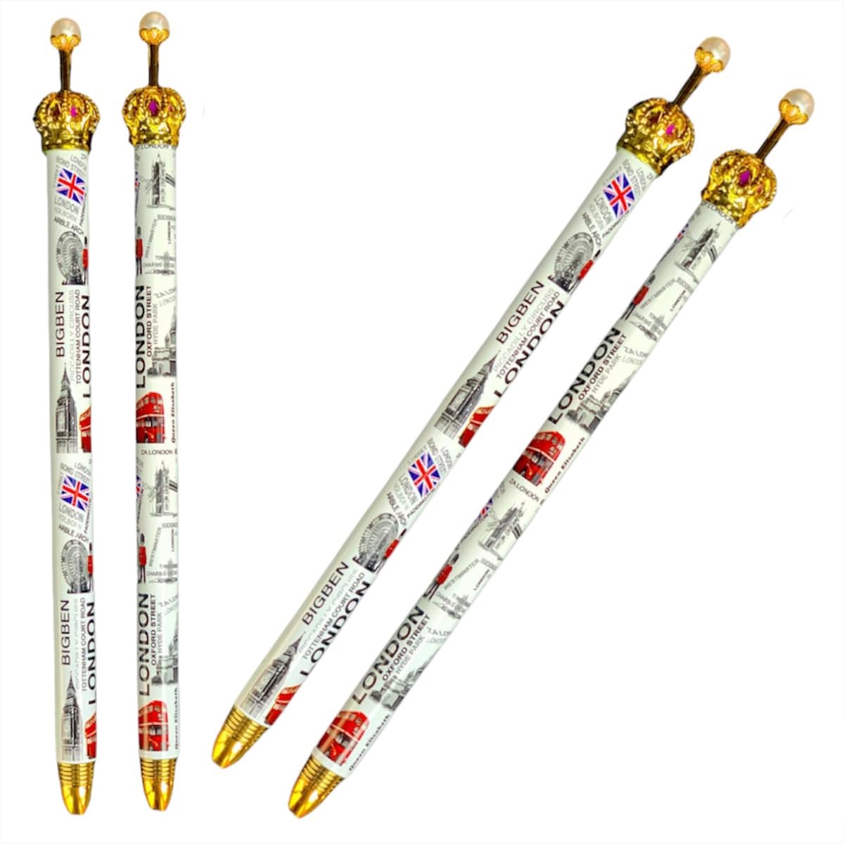 Set of 4 London Crown Pens - London Street Name Pen - London Landmark Icon Pen - British Queen Pen - England Icons Crown Pen Big Ben Tower Bridge Pen - Image 2