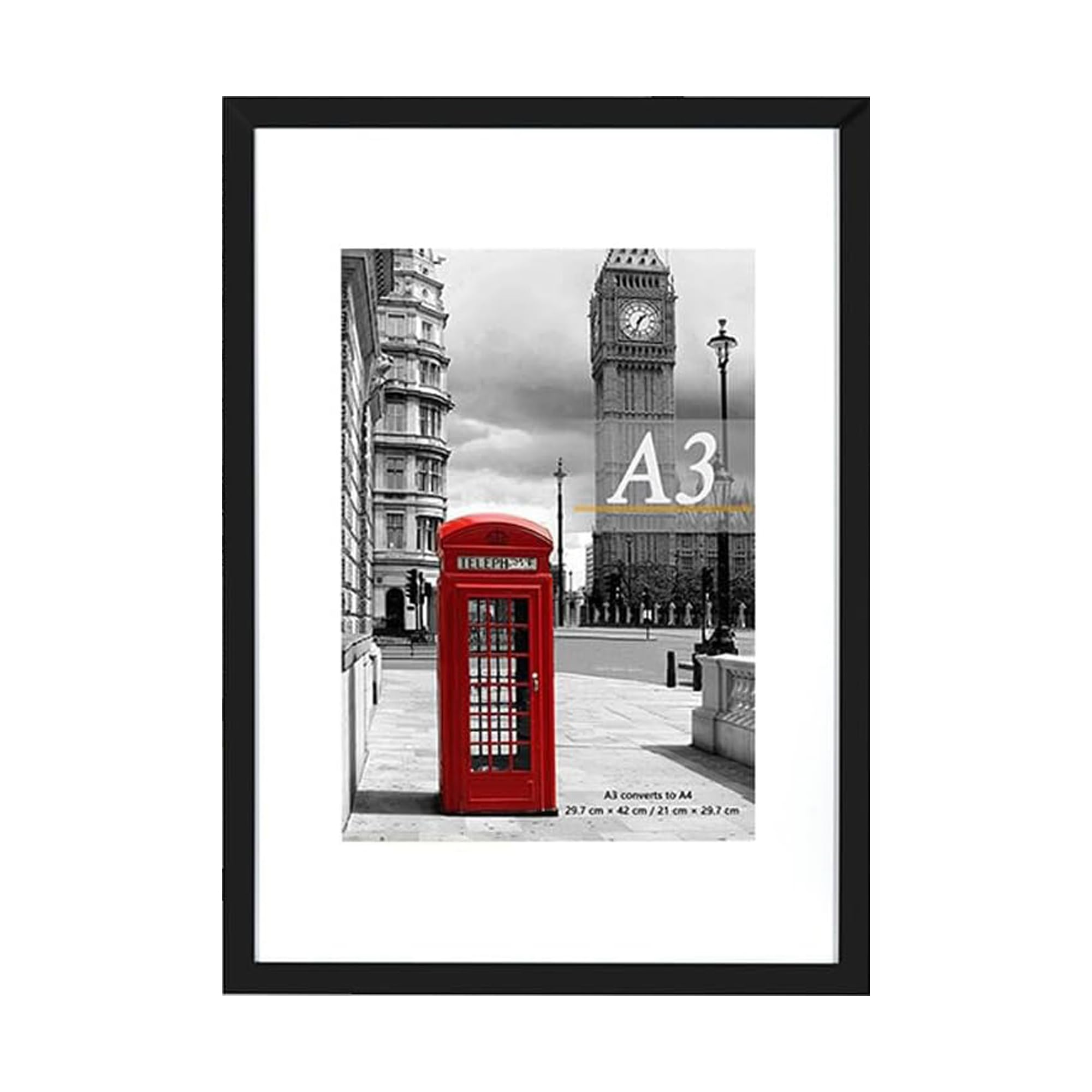 A3 Picture Frame 1Pack, A3 Black Picture Frames 29.7 x 42cm, A3 with Freestanding and Wall Mountable
