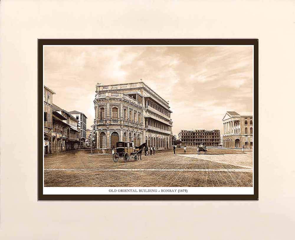 Magnate Publishing House Bombay 100 Years Ago Vintage Look Wooden Photo Frame of Old Oriental Building
