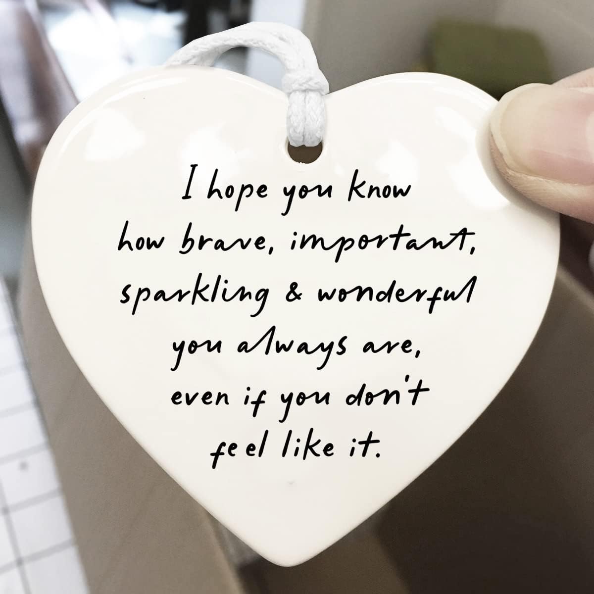 I Hope You Know You Are Brave Ceramic Heart, Encouragement Gift, Ornament Motivational Gift, Motivation Gift For Her, Ceramic Heart Keepsake, Best Friend Keepsake Gift - Image 4
