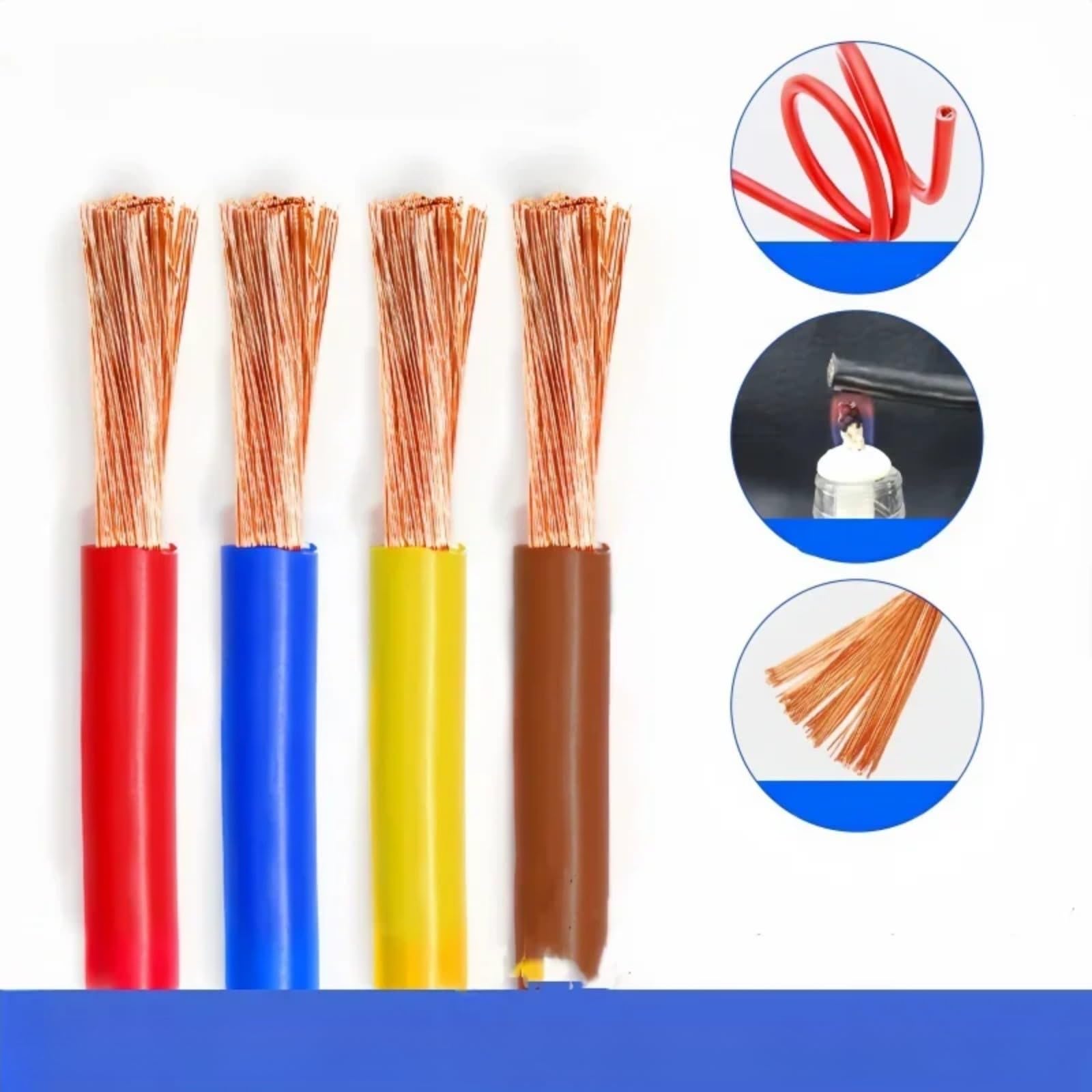 Cable de funda de un solo núcleo 0,3/0,5/0,75/1.0/1.5/2.5/4MM cable electrónico 22 20 13 11 9 5 3AWG (Blue; 5 m; 22 AWG (0,3 metros m2))