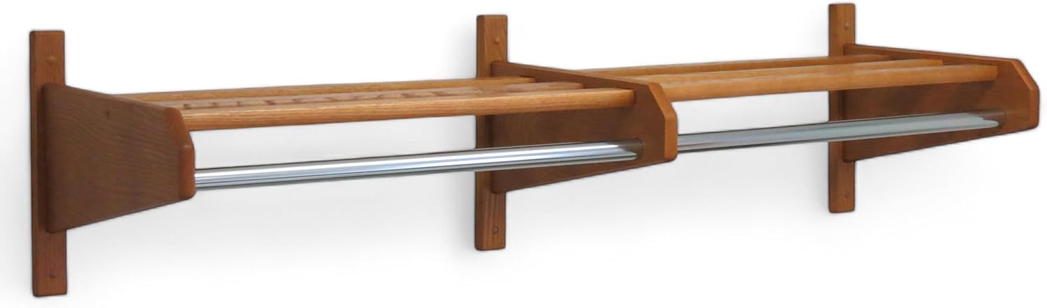 Wooden Mallet 1" Diameter Bar, Black 50" Oak Coat & Hat Rack
