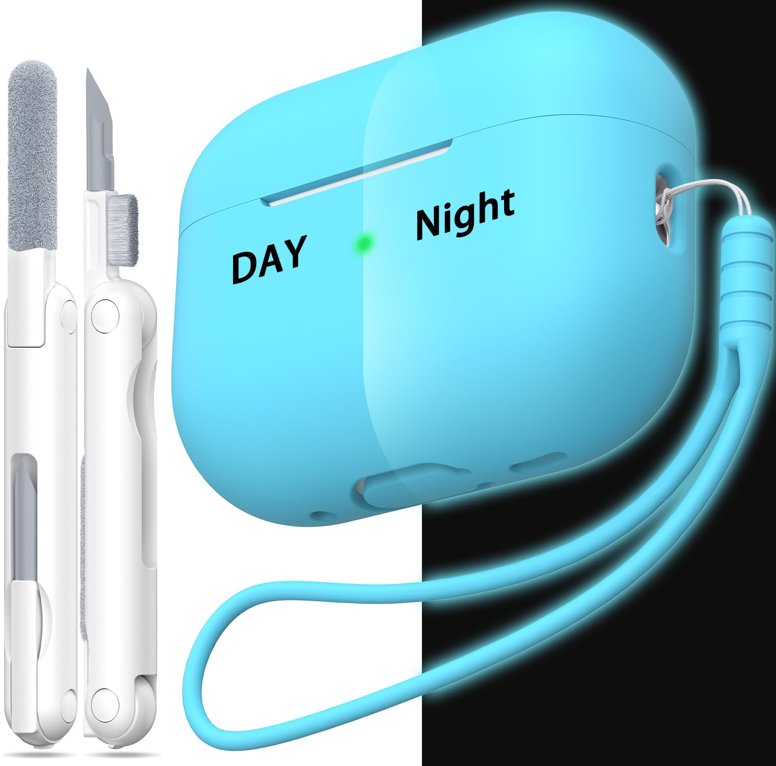 MHYALUDO Funda para AirPods Pro de 2ª generación, Funda para AirPods Pro de Silicona Suave anticaída de Grado Militar Que Absorbe los Golpes, Tacto de Piel con Llavero y Kit de Limpieza,Negro — view 16