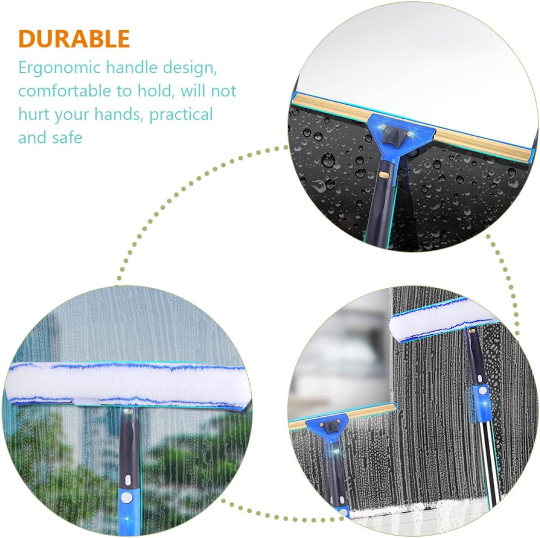 1 Set Extendable Squeegee Window Cleaner with Scrubber for Car Shower Grip Handle Lightweight Durable for Home and Auto Cleaning