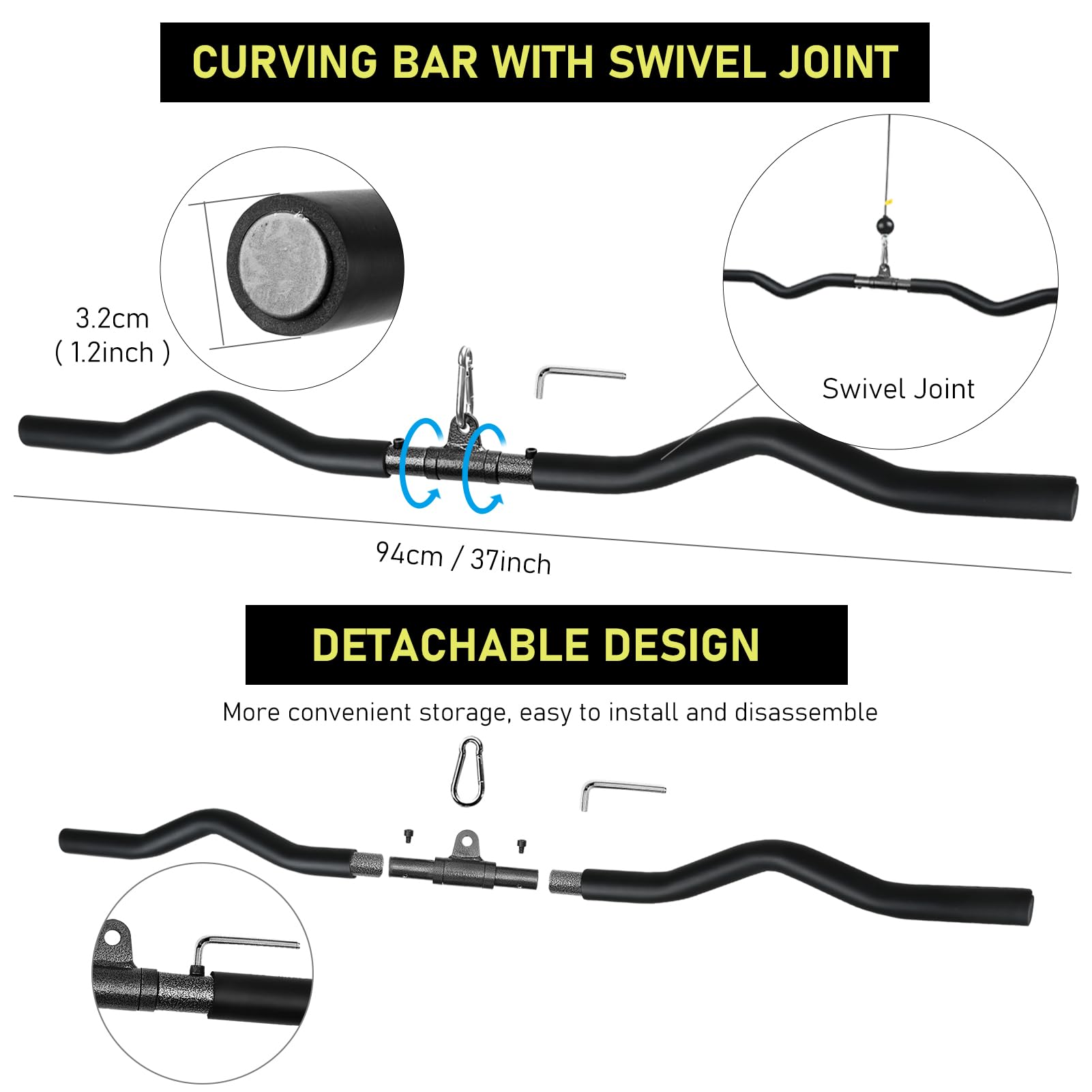 Barra LAT Machine, Sbarra Lat Machine, DIY Asta LAT Machine Attrezzi Palestra in Casa Barra per Trazioni Lat Machine Accessori per Macchine Fitness