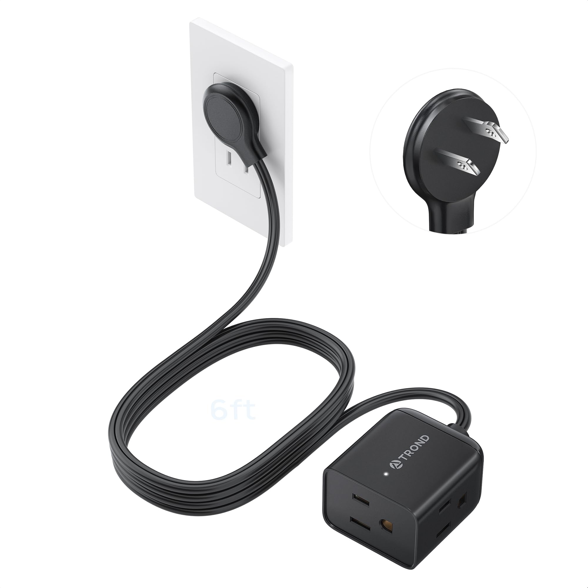 TROND 6ft Right Angle Extension Cord - Space Saving! -32 TROND 6ft Right Angle Extension Cord - Space Saving! -32