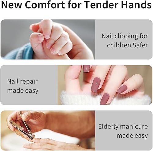 Miniatura 3 de Cortauñas eléctrico para bebés y adultos, 3 en 1 recargable por USB con luz LED, herramienta de cuidado de uñas ajustable de 2 velocidades, segura y