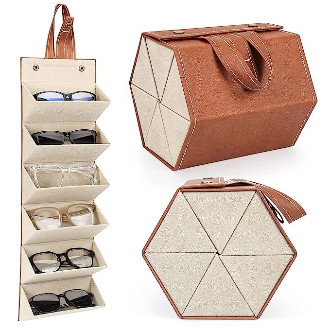 fagva 6 Slots Sunglasses Organizer Box || Men Women Eyewear Holder || Wall Hanging Glasses Holder || Foldable Eyeglasses Storage Box || Multiple Sunglasses Spectacle Case-picture-14