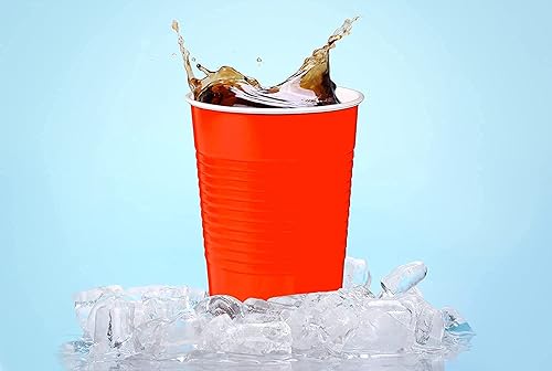 Miniatura 4 de DecorRack Vasos de plástico rojos, vasos desechables de 9 onzas (50 unidades)