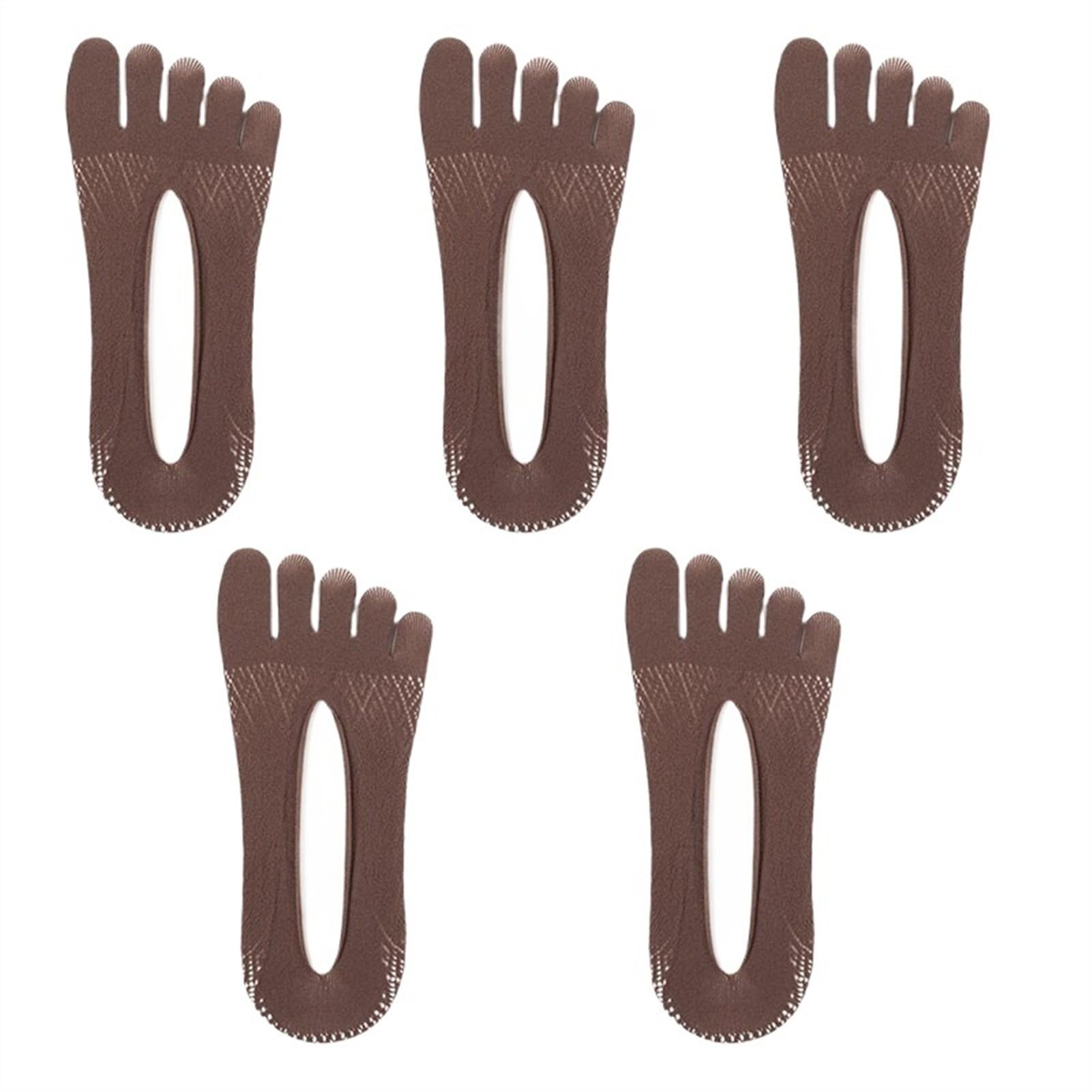 ERICAT 5 pares de calcetines de verano para hombre, ultrafinos, transpirables, invisibles, calcetines tobilleros para hombre, 5 cafés, EU 37-45