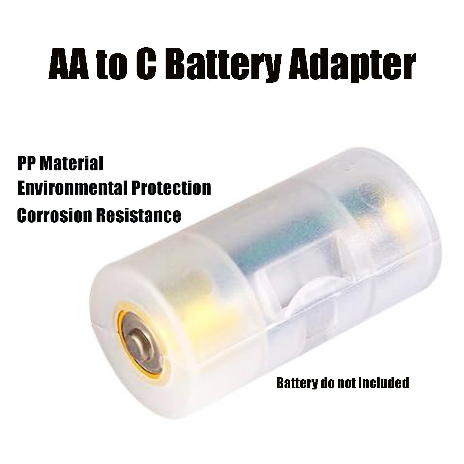 Lot de 6 adaptateurs de batterie AA vers C - Convertisseur d'espaceurs - Conteneur de protection en plastique transparent