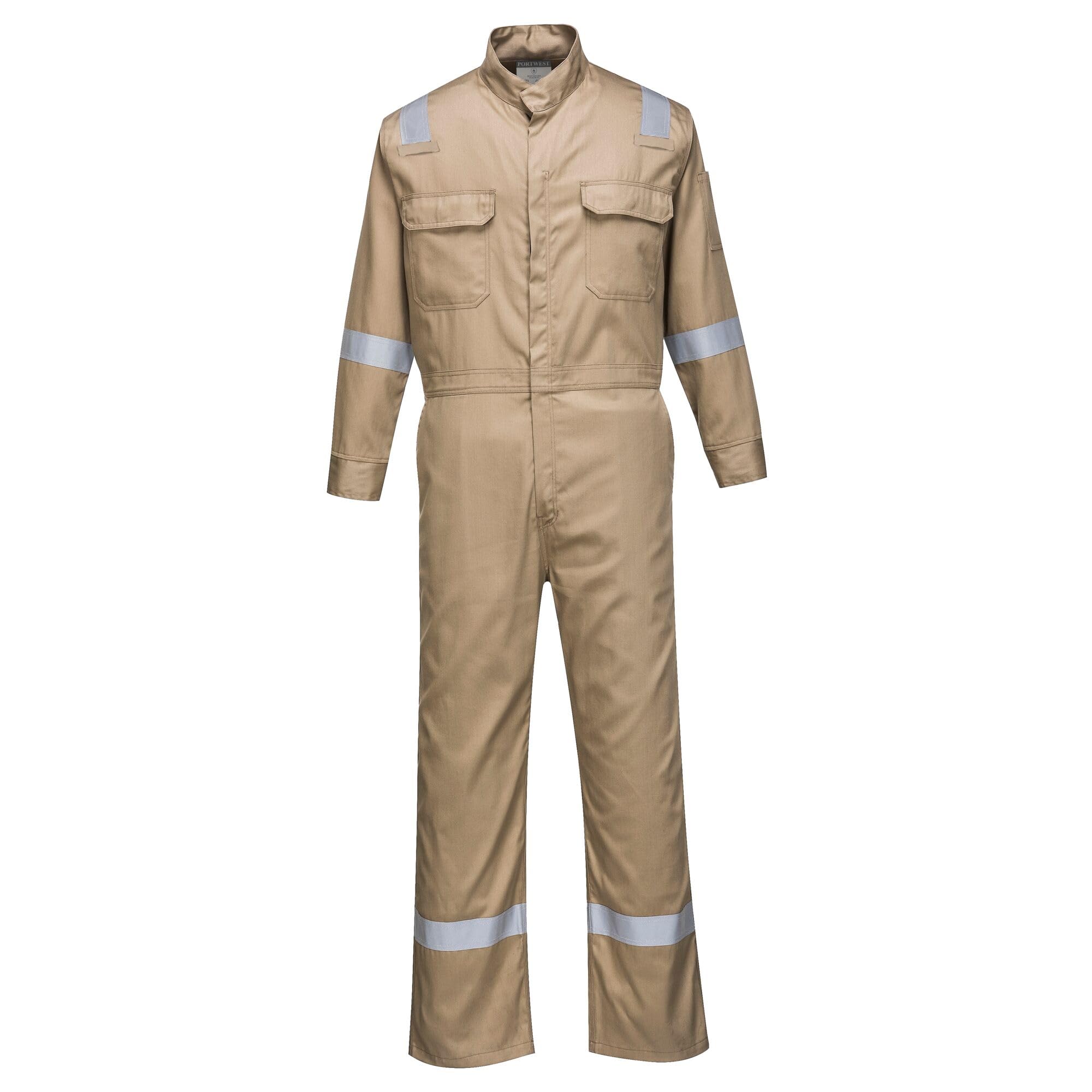 Portwest FR94 Bizflame Fire Resistant Coverall with FR Reflective Tape ASTM NFPA, Khaki, 3 XL