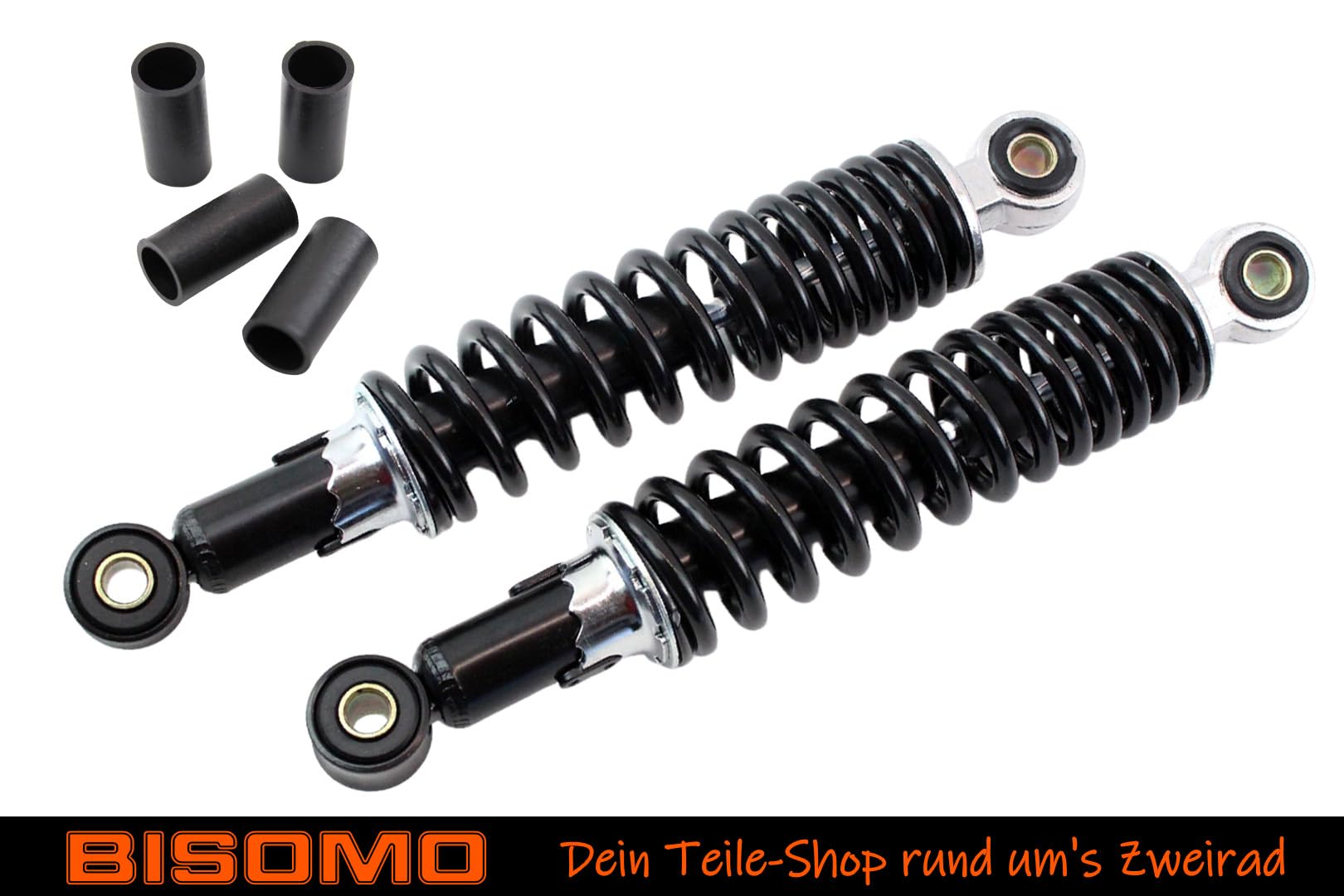 Paar Stoßdämpfer 260mm Einbaulänge, Aufnahme 10mm mit Reduzierhülsen 8mm, 5-fach verstellbar, Simson KR51 Schwalbe, SR4-2 Star, SR4-3 Sperber, SR4-4 Habicht, DUO