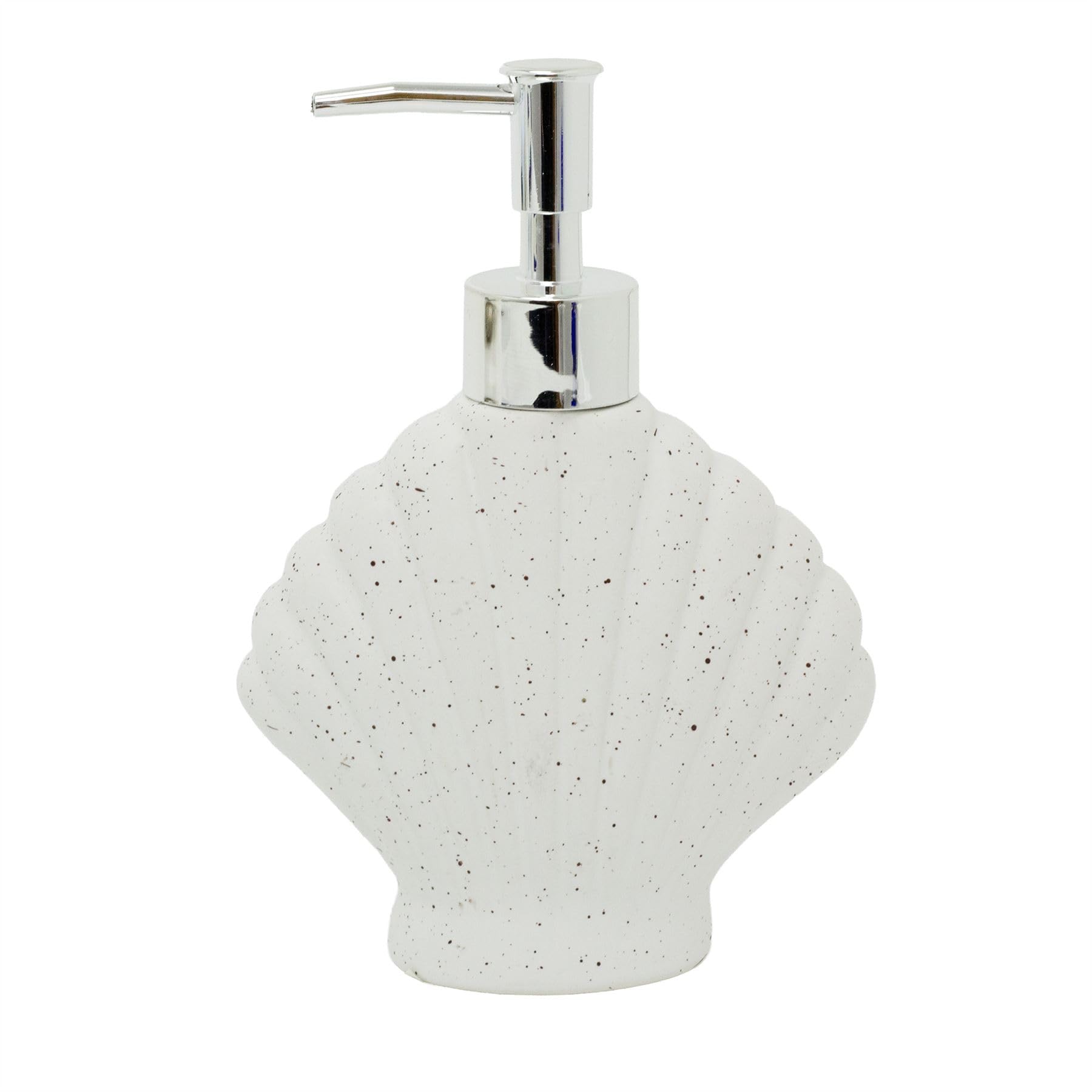 Carousel Home White Shell Soap Dispenser, 17.5Cm Speckled Ceramic Bathroom Accessory