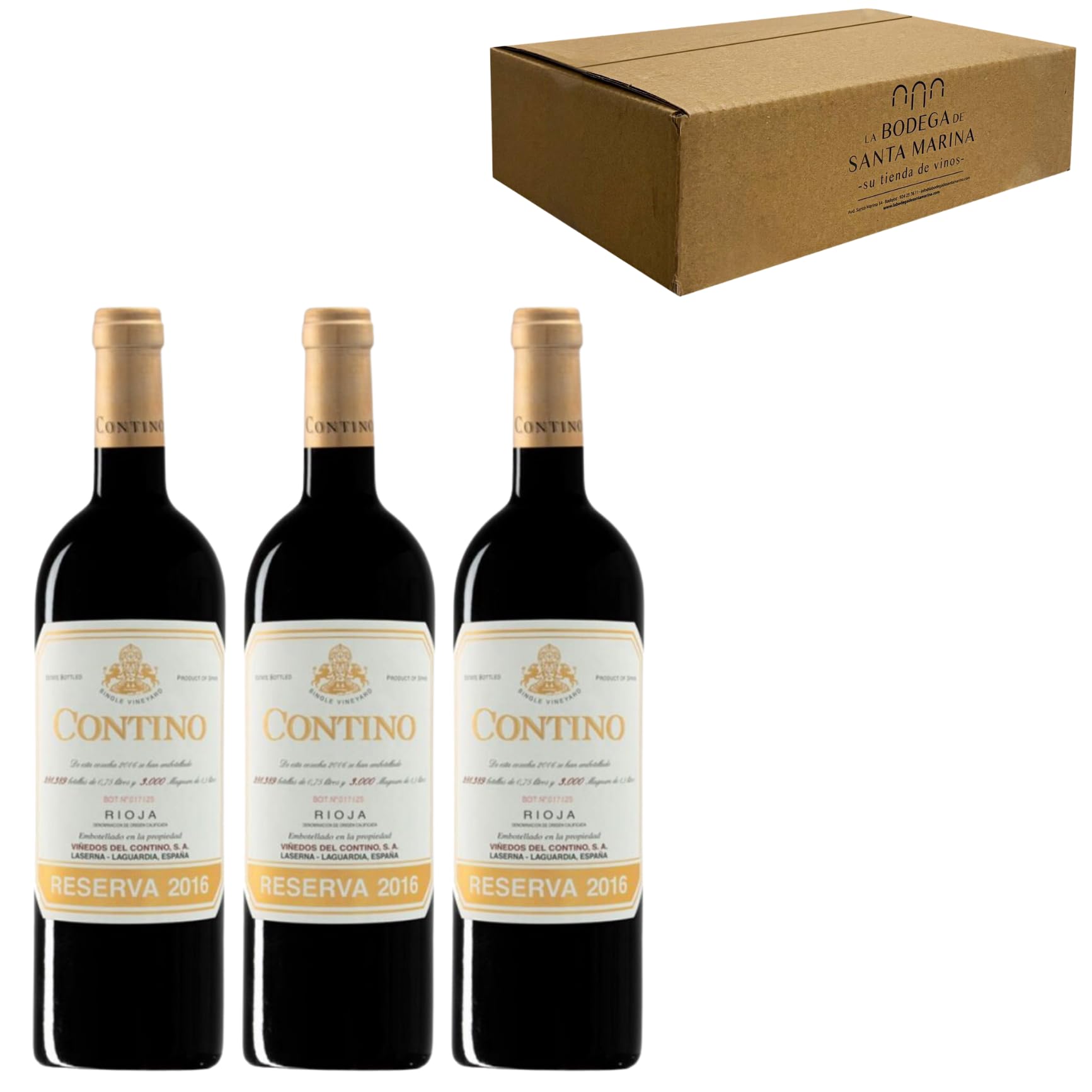 Contino Reserva - Ideal para Maridar con Carne y Comida Mediterránea - Pack 3 Botellas 75cl