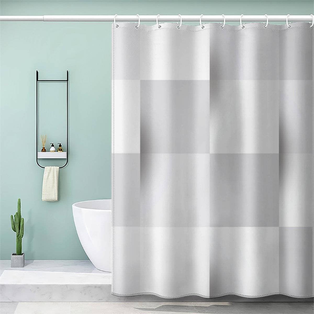 VASENA 3d Shower Curtain Geometric Patterns Grey Square Bathroom Curtain Anti Mould Waterproof Personalized Funky Shower Curtain with Weighted Hem with Hooks 200x200 cm