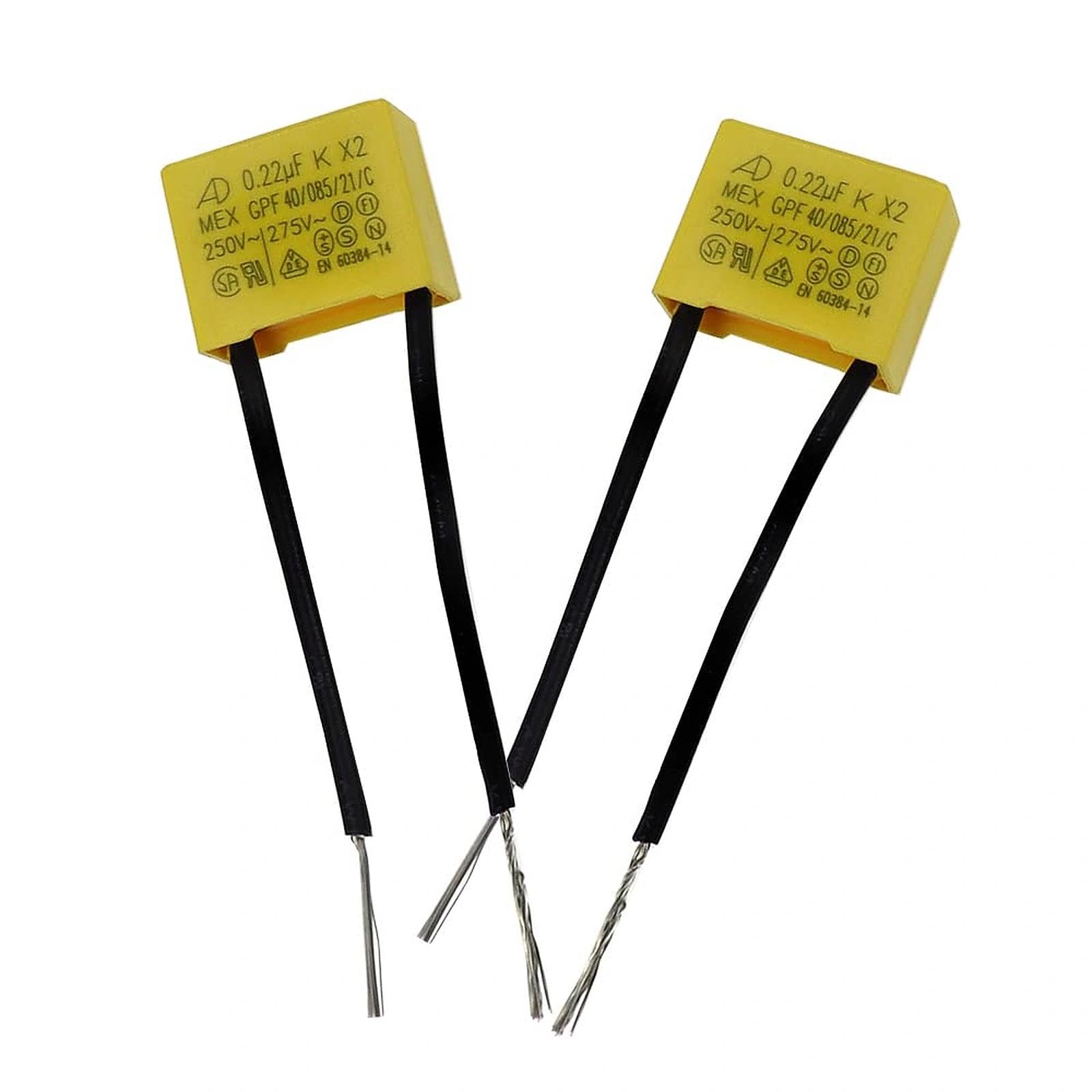 2 Pezzi Condensatore Polipropilene Anti Interferenza 0,22µF 275V X2 | Condensatori di Sicurezza per luci Lampeggianti Lampadina a LED Non in Uscita Anti-sfarfallio