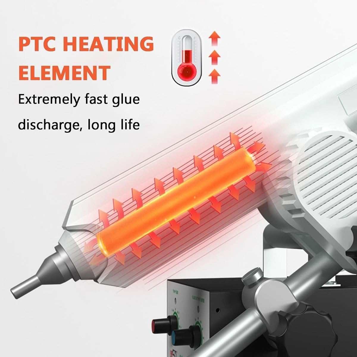 Machine à colle thermofusible à pédale avec température et angle réglables, distributeur de colle, dispositif d'égouttage automatique de colle avec buse de 2,6 mm pour le scellage