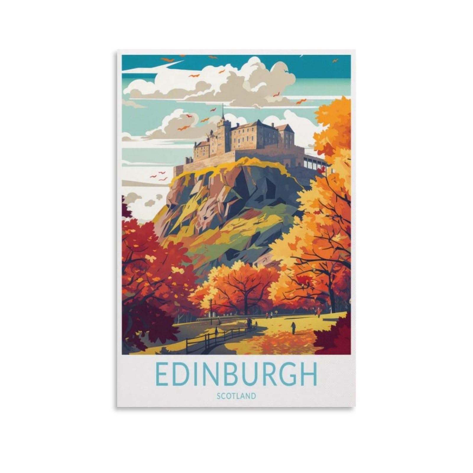 Meidai Unframe-Style Edinburgh Scotland Vintage Travel Posters Landscape 24X36inch(60X90cm) Wall Art Picture Print Canvas Art Poster Modern Family Bedroom Decor Posters