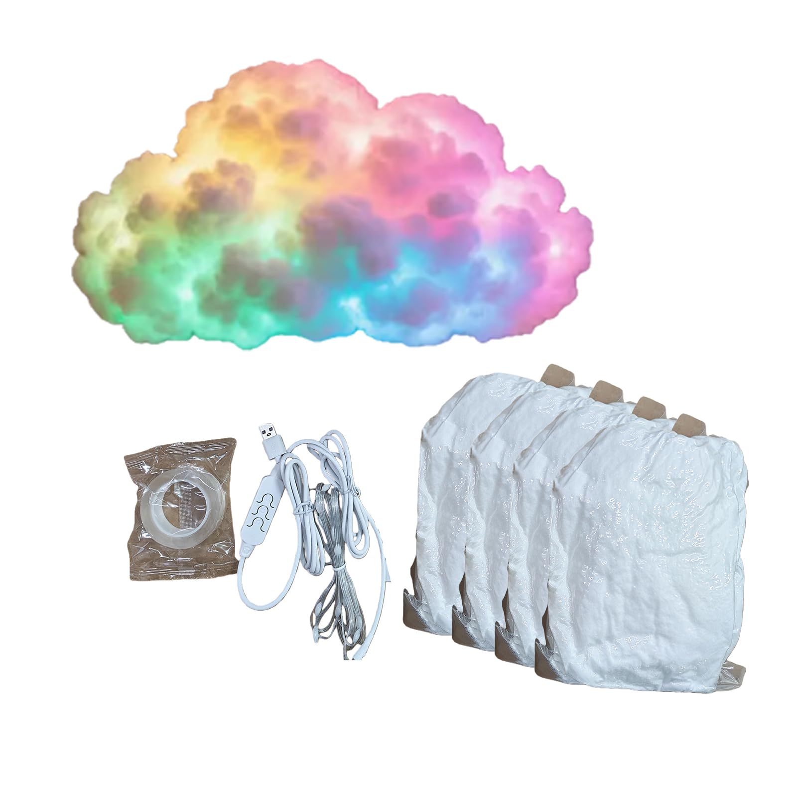 Shurhome Dynamic Multicolor Changing Cloud Night Light USB Powered PVC Texture for Versatile Home Decorating and Creative Gift Atmospheres Night Light