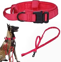 Vista 46 de Xqpetlihai Juego de collar y correa táctica para perro, collar ajustable de nailon militar para perro con mango de control y hebilla de metal