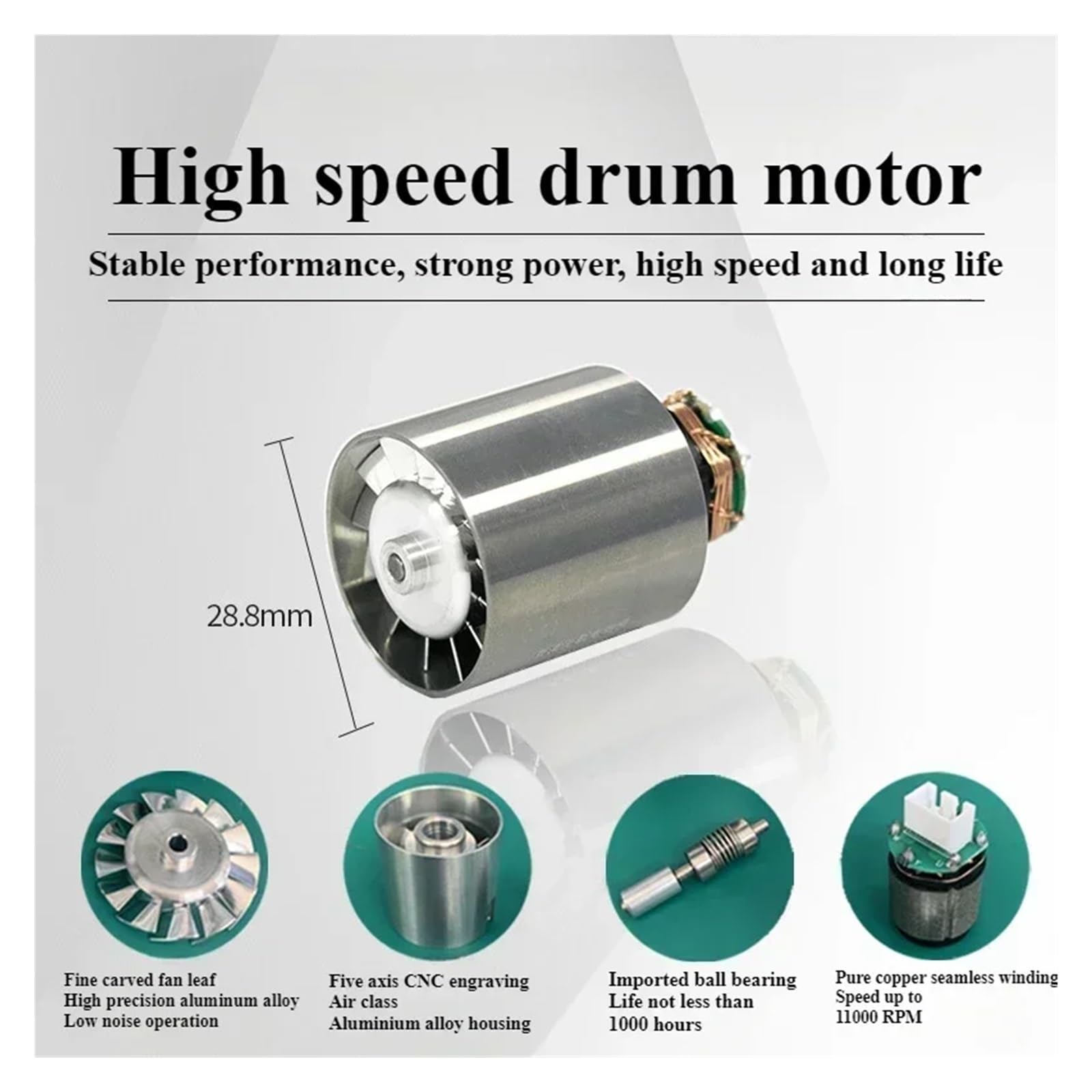 Xuro 1 szt. 12 V 130000 obr./min DC bezszczotkowy silnik wysokoobrotowy Silnik niskonapięciowy Elektryczna suszarka do włosów Akcesoria elektronarzędzi(Motor x control pane,130000RPM_12V)