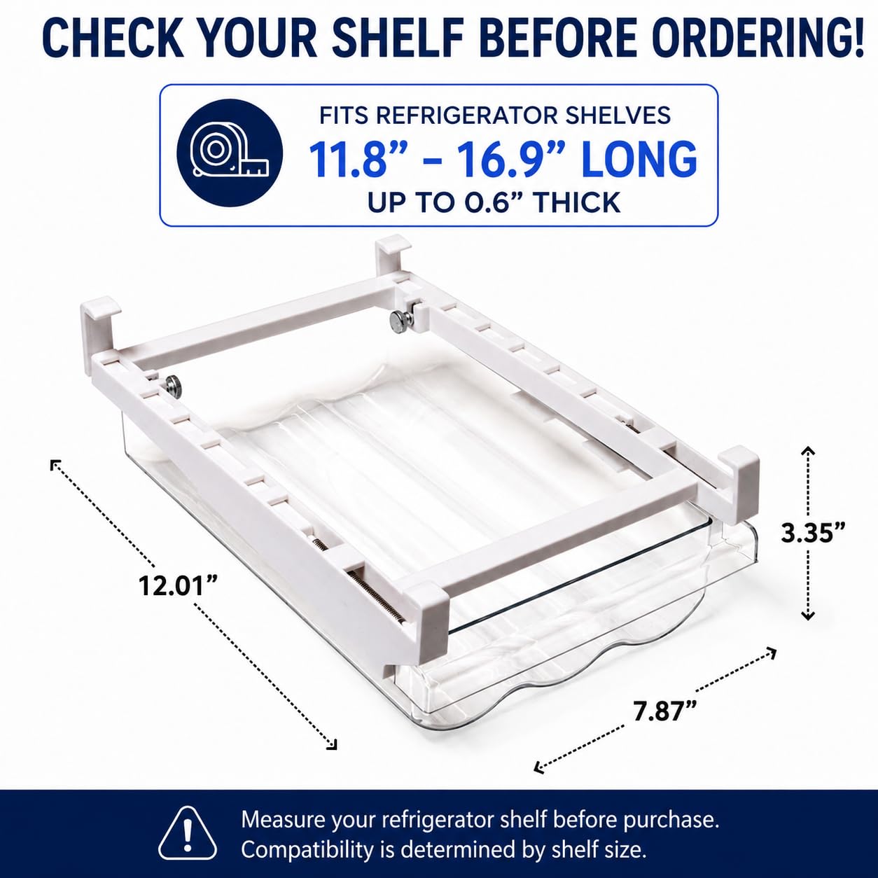 BINO Organizador extraíble para huevos, colección The HANGER, organizador de cajones de huevos para nevera, bandeja transparente para huevos para refrigerador y despensa, cajón de almacenamiento para